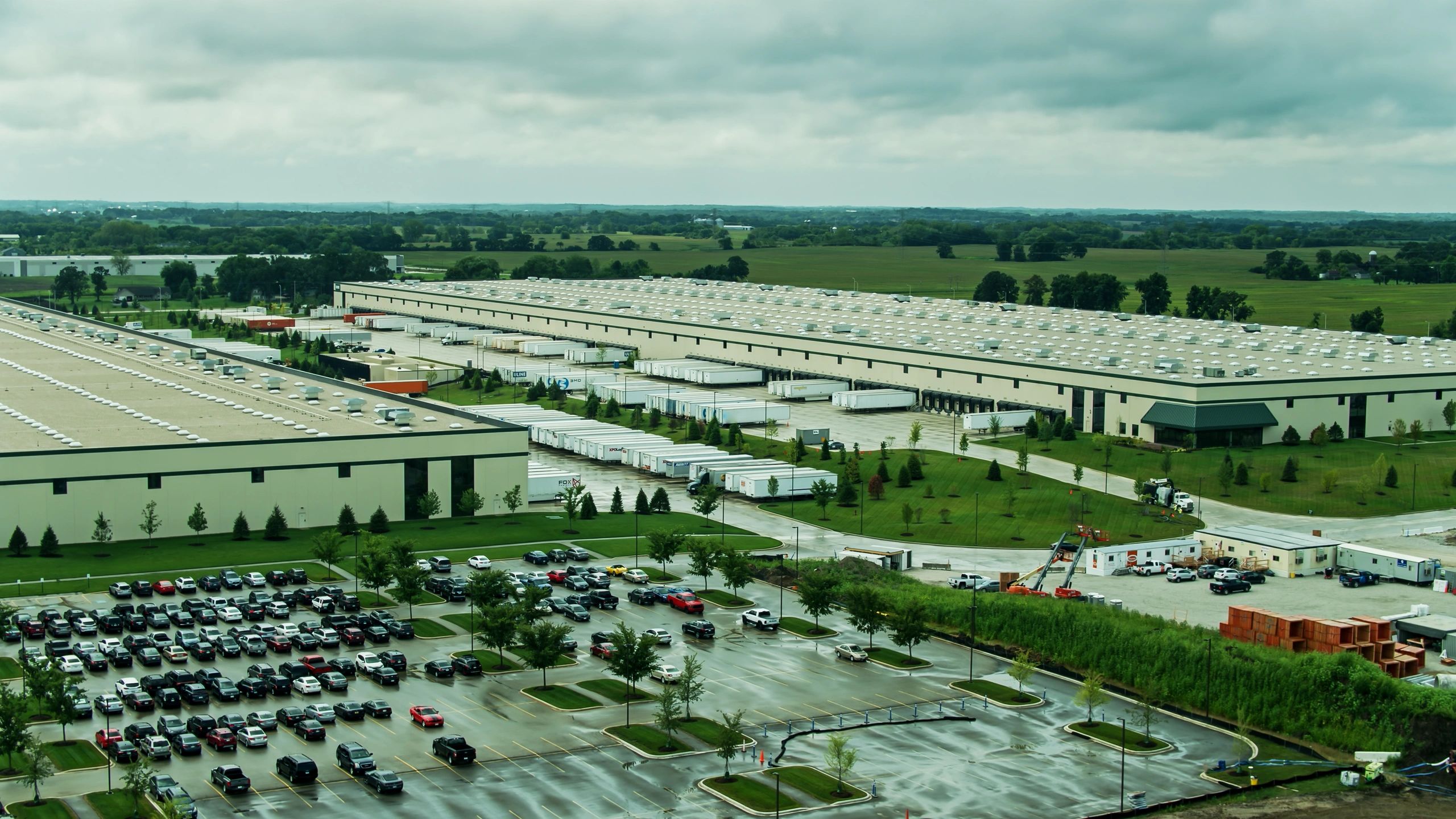 Aerial view of a modern distribution center